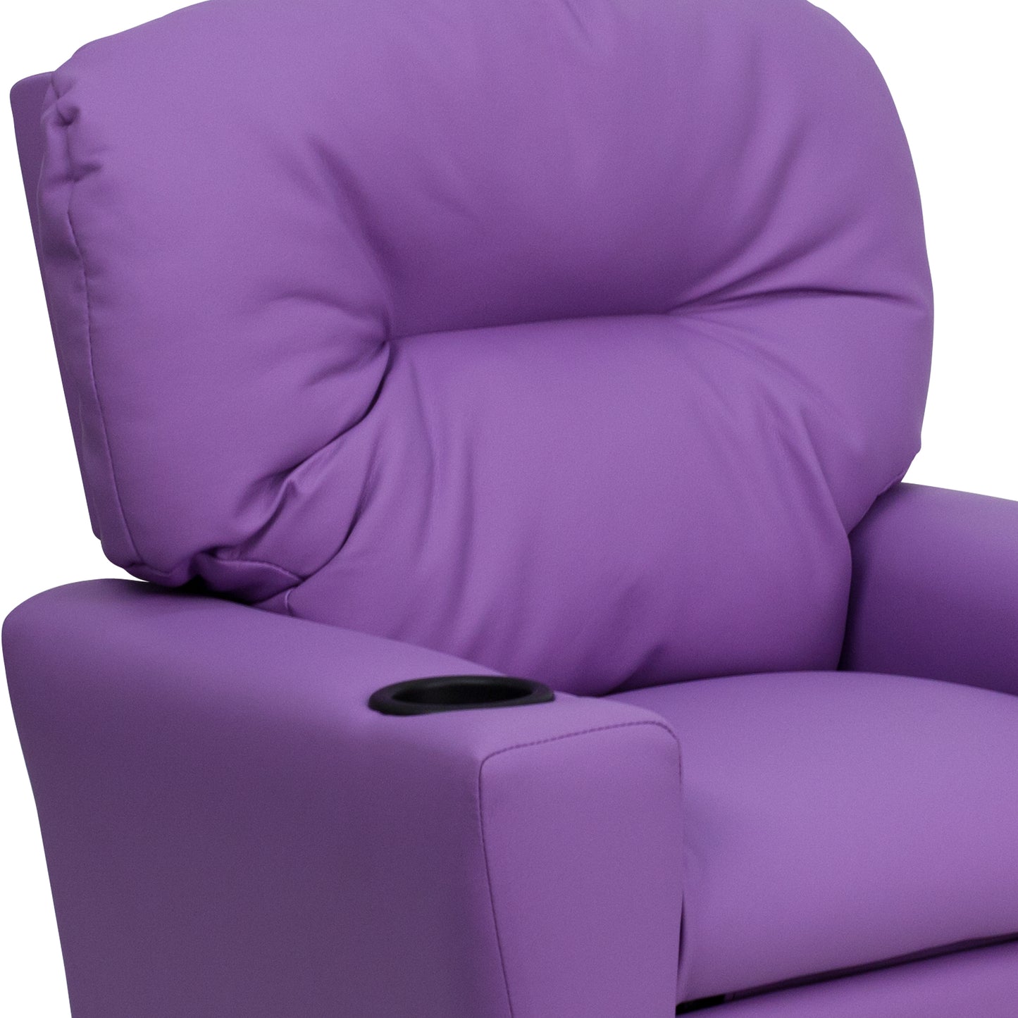 Chandler Contemporary Lavender Vinyl Kids Recliner with Cup Holder Lavender Vinyl