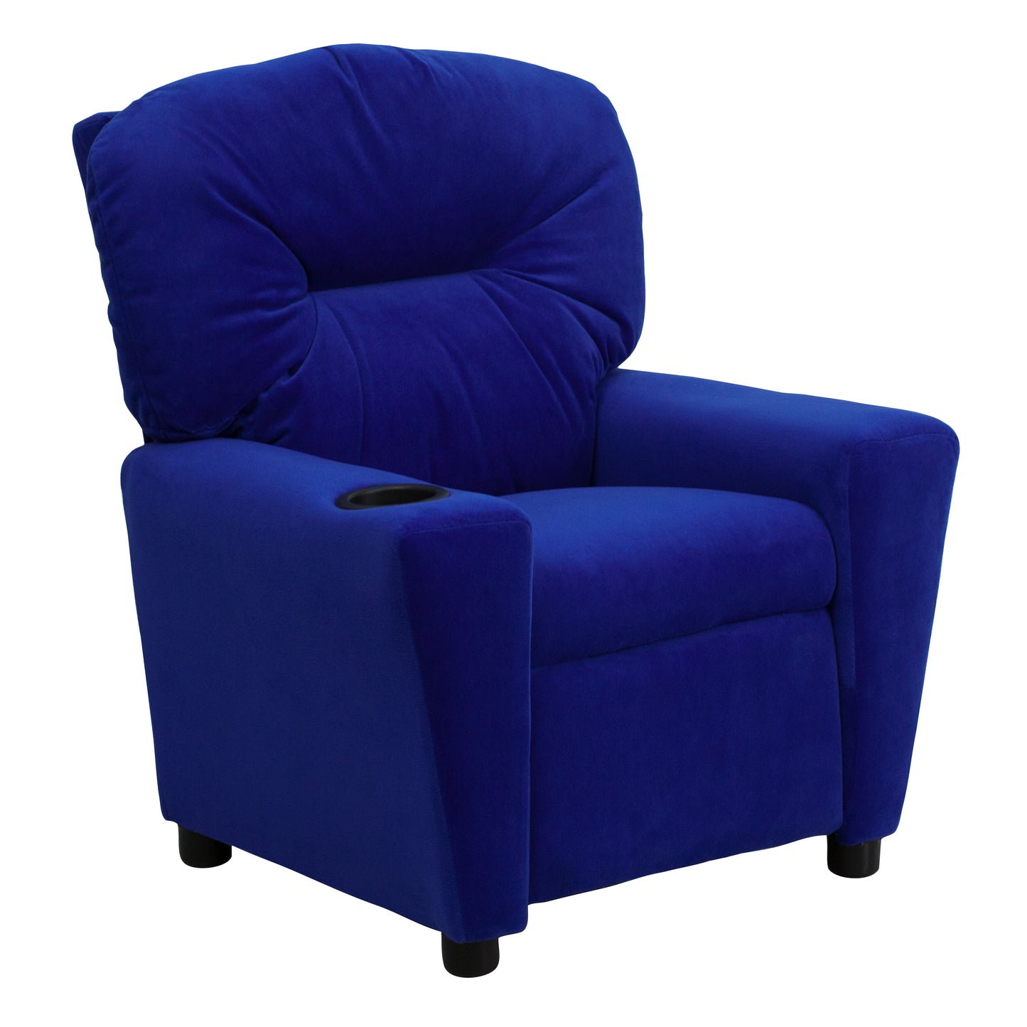 Chandler Contemporary Blue Microfiber Kids Recliner with Cup Holder Blue Microfiber