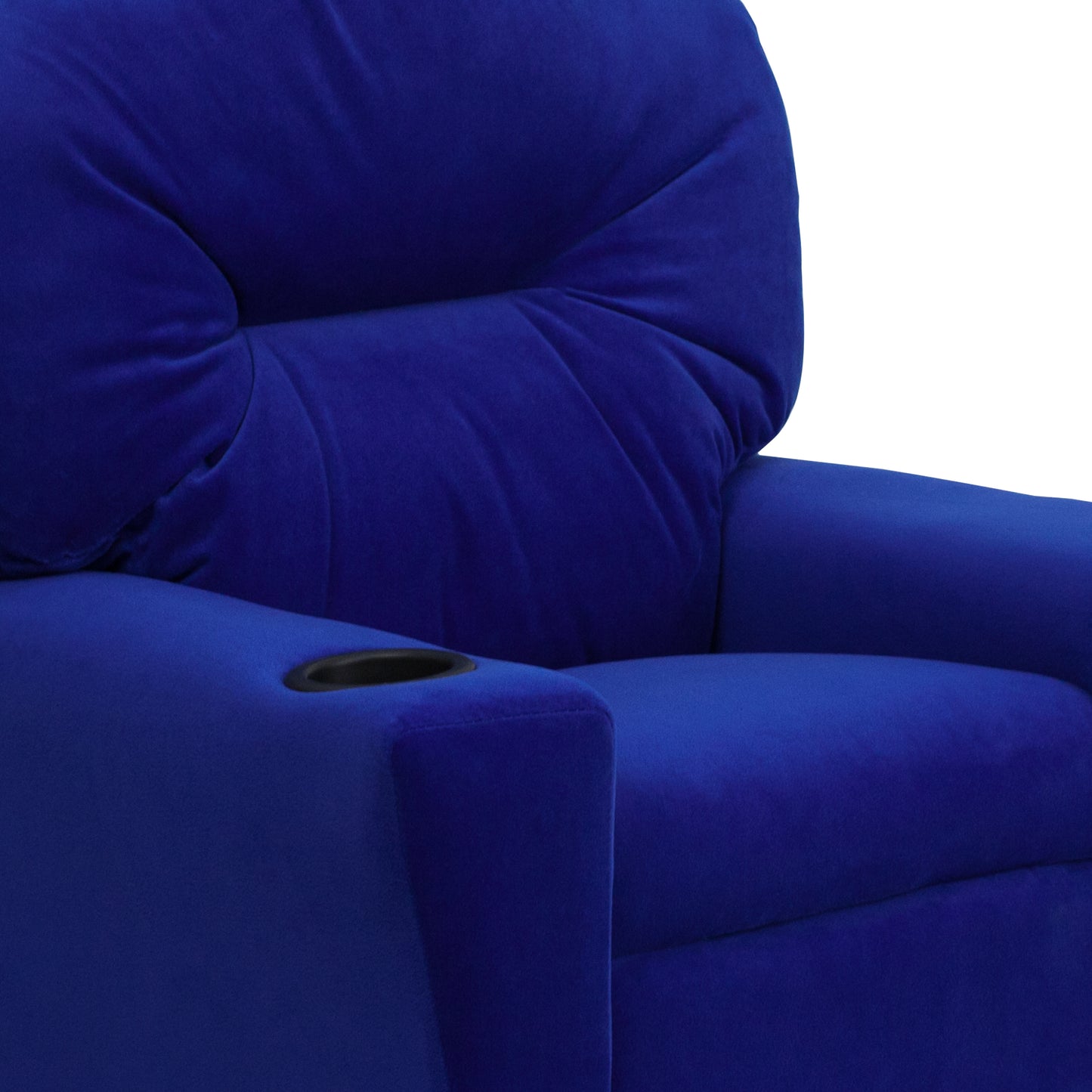 Chandler Contemporary Blue Microfiber Kids Recliner with Cup Holder Blue Microfiber