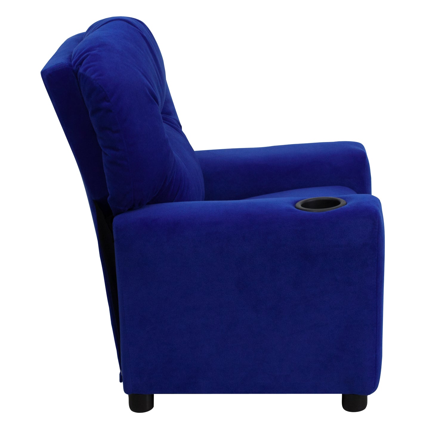 Chandler Contemporary Blue Microfiber Kids Recliner with Cup Holder Blue Microfiber