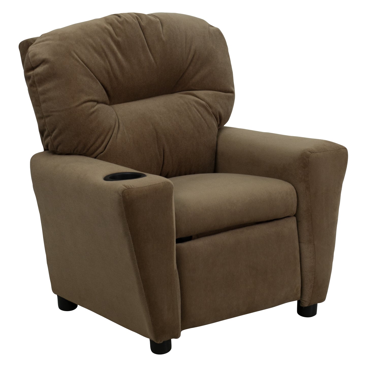 Chandler Contemporary Brown Microfiber Kids Recliner with Cup Holder Brown Microfiber
