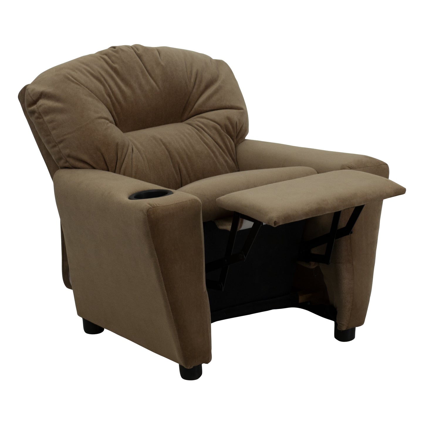 Chandler Contemporary Brown Microfiber Kids Recliner with Cup Holder Brown Microfiber
