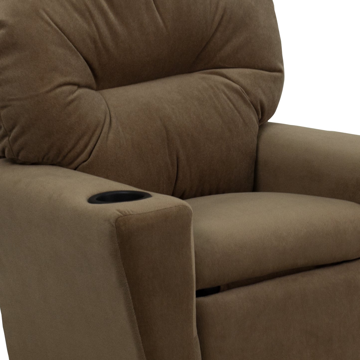 Chandler Contemporary Brown Microfiber Kids Recliner with Cup Holder Brown Microfiber