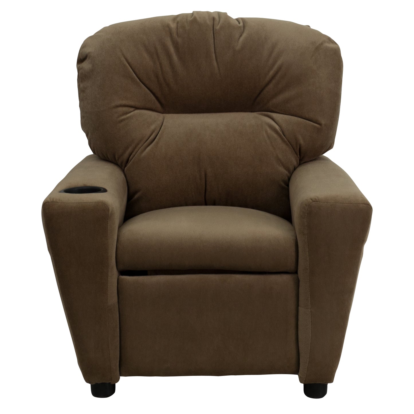 Chandler Contemporary Brown Microfiber Kids Recliner with Cup Holder Brown Microfiber