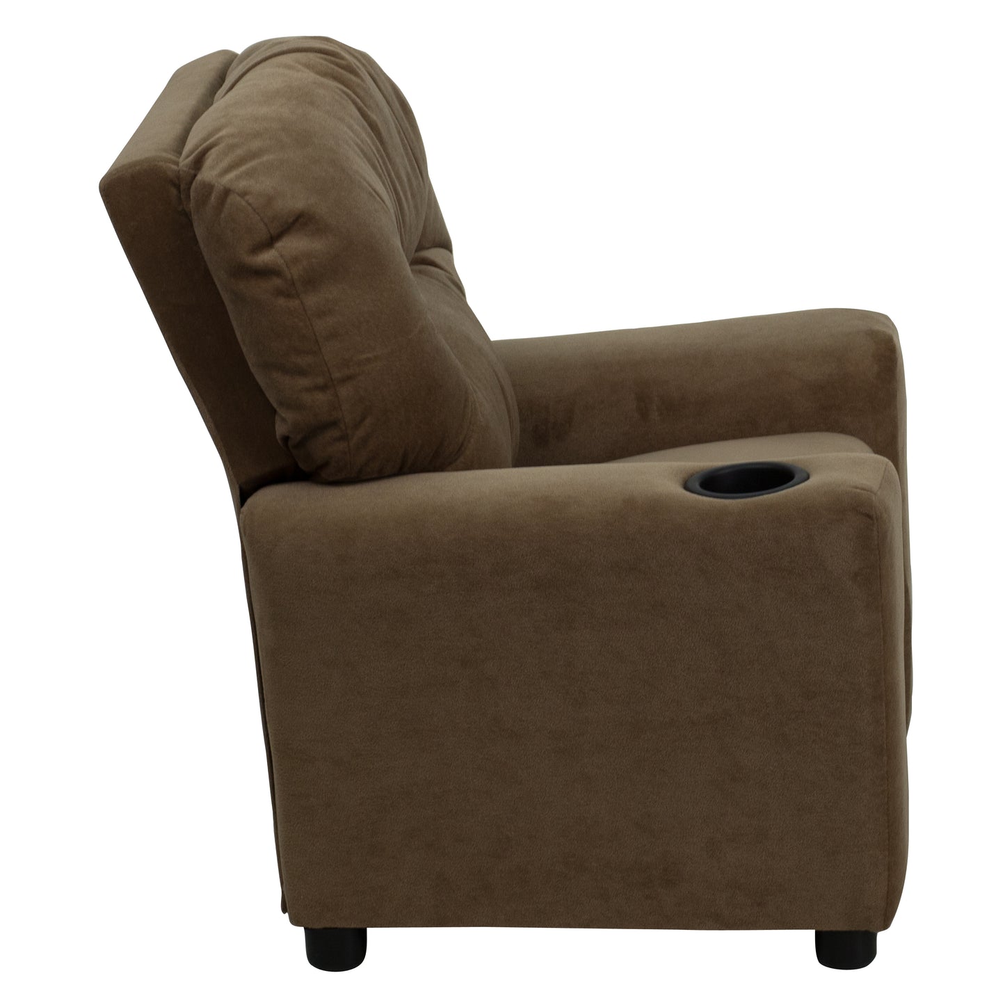 Chandler Contemporary Brown Microfiber Kids Recliner with Cup Holder Brown Microfiber
