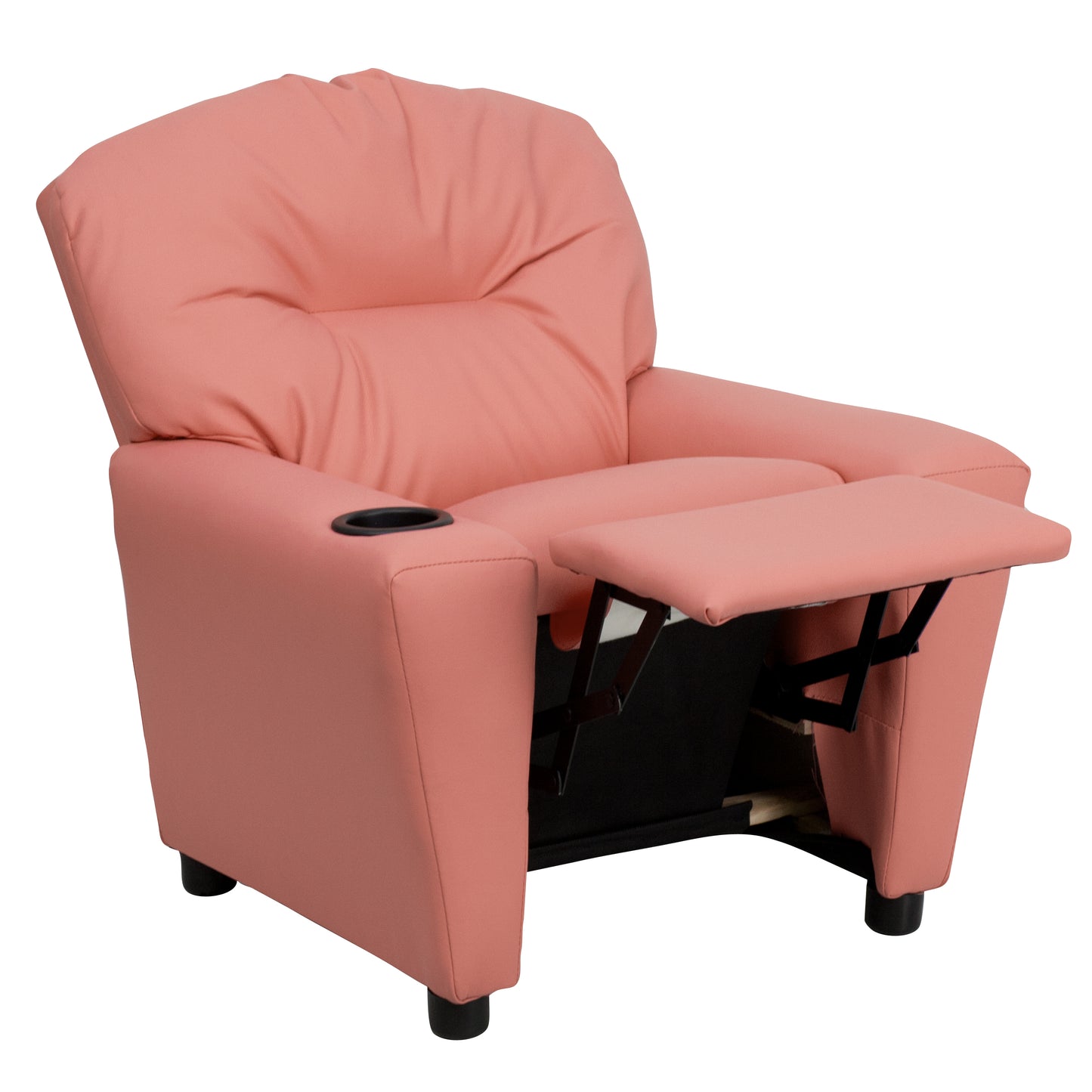 Chandler Contemporary Pink Vinyl Kids Recliner with Cup Holder Pink Vinyl BT-7950-KID-PINK-GG
