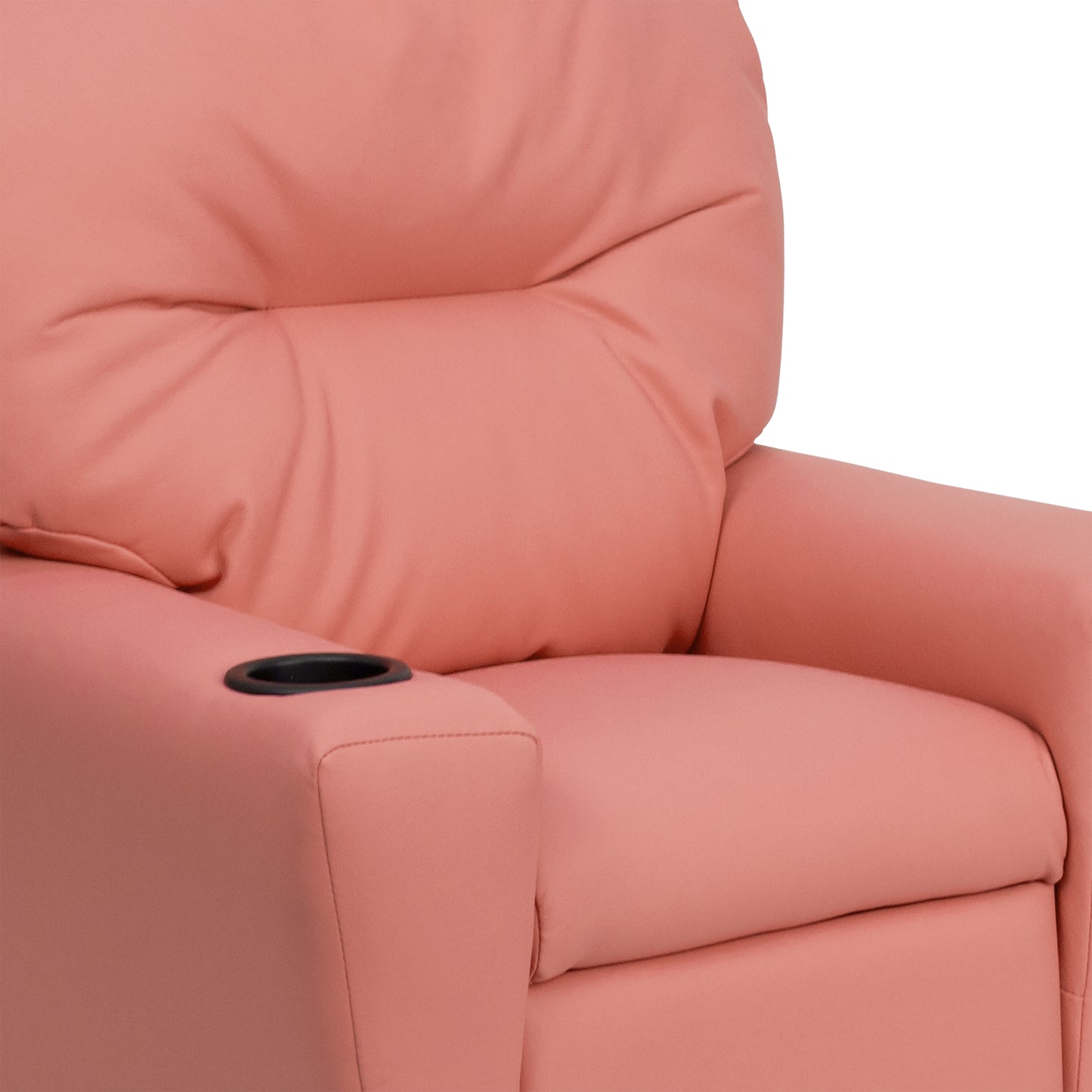 Chandler Contemporary Pink Vinyl Kids Recliner with Cup Holder Pink Vinyl BT-7950-KID-PINK-GG