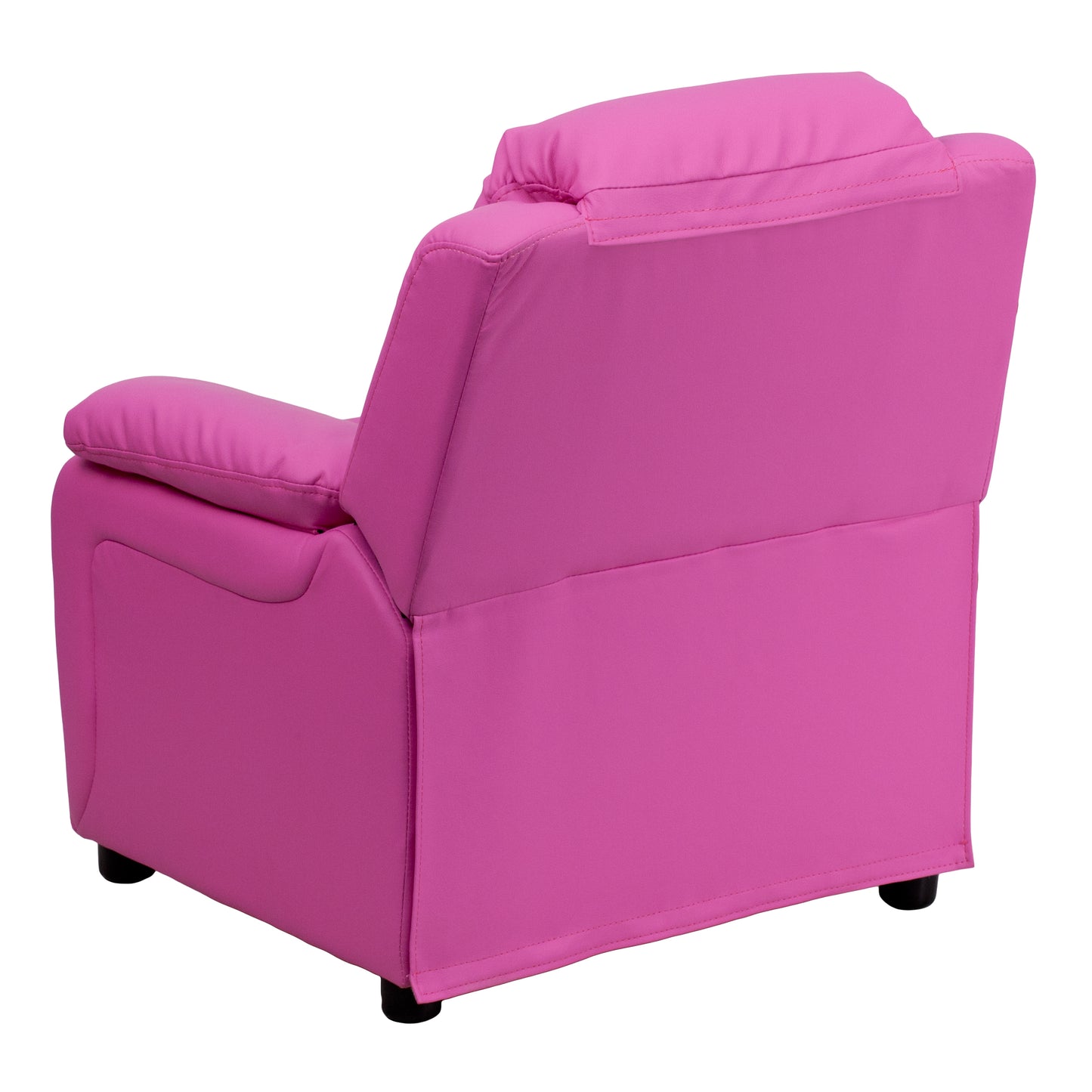 Charlie Deluxe Padded Contemporary Hot Pink Vinyl Kids Recliner with Storage Arms Hot Pink Vinyl BT-7985-KID-HOT-PINK-GG