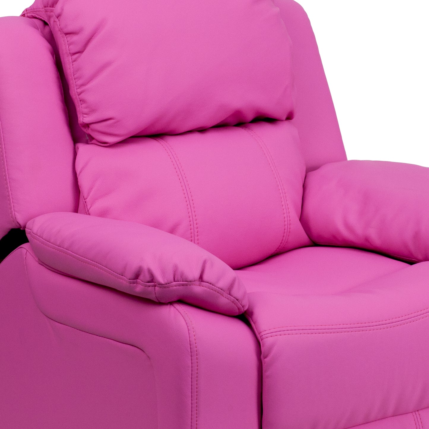 Charlie Deluxe Padded Contemporary Hot Pink Vinyl Kids Recliner with Storage Arms Hot Pink Vinyl BT-7985-KID-HOT-PINK-GG