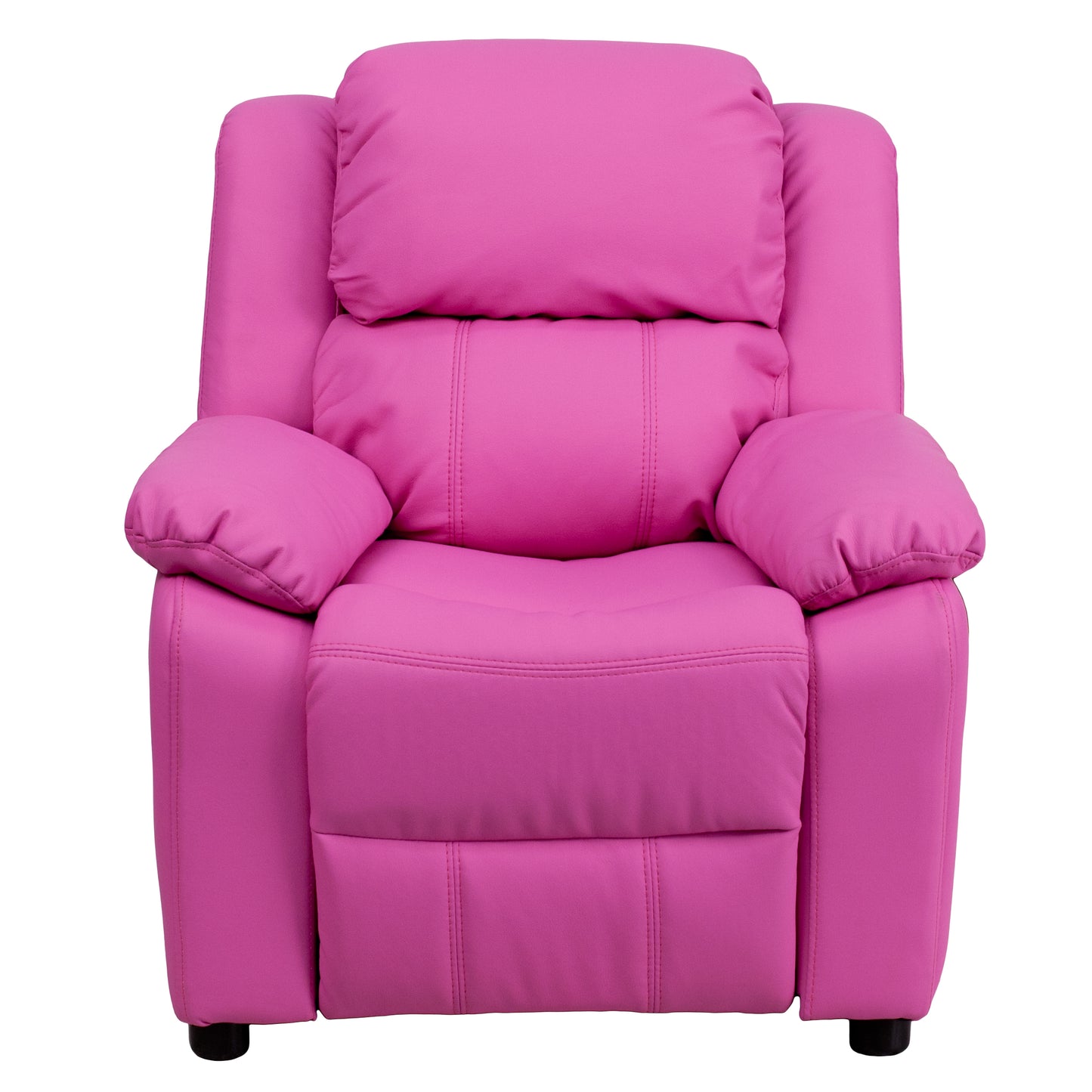 Charlie Deluxe Padded Contemporary Hot Pink Vinyl Kids Recliner with Storage Arms Hot Pink Vinyl BT-7985-KID-HOT-PINK-GG