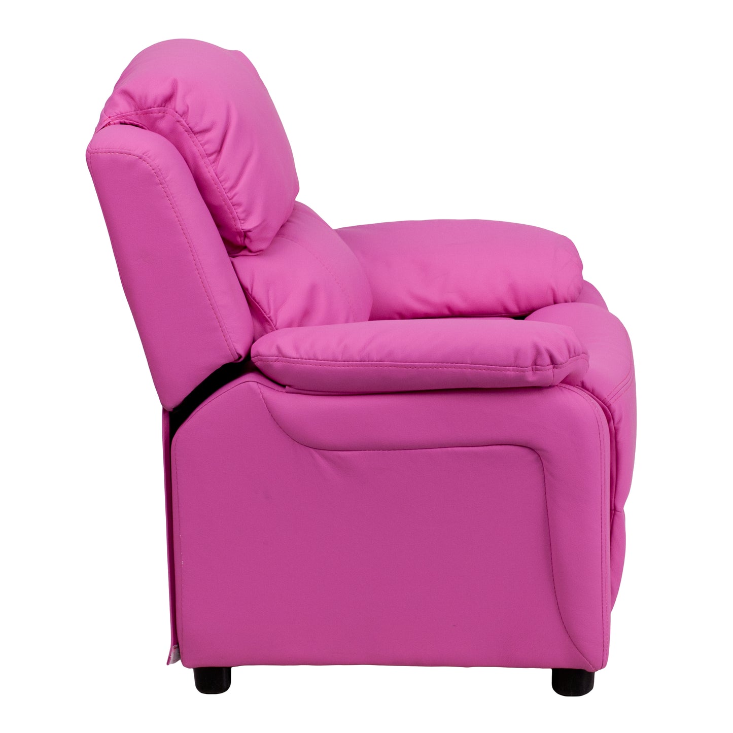 Charlie Deluxe Padded Contemporary Hot Pink Vinyl Kids Recliner with Storage Arms Hot Pink Vinyl BT-7985-KID-HOT-PINK-GG
