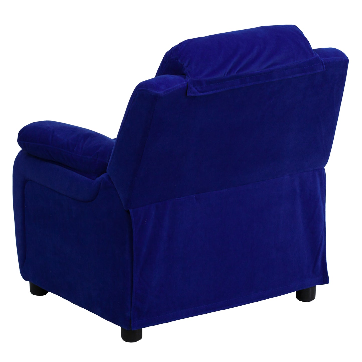 Charlie Deluxe Padded Contemporary Blue Microfiber Kids Recliner with Storage Arms Blue Microfiber