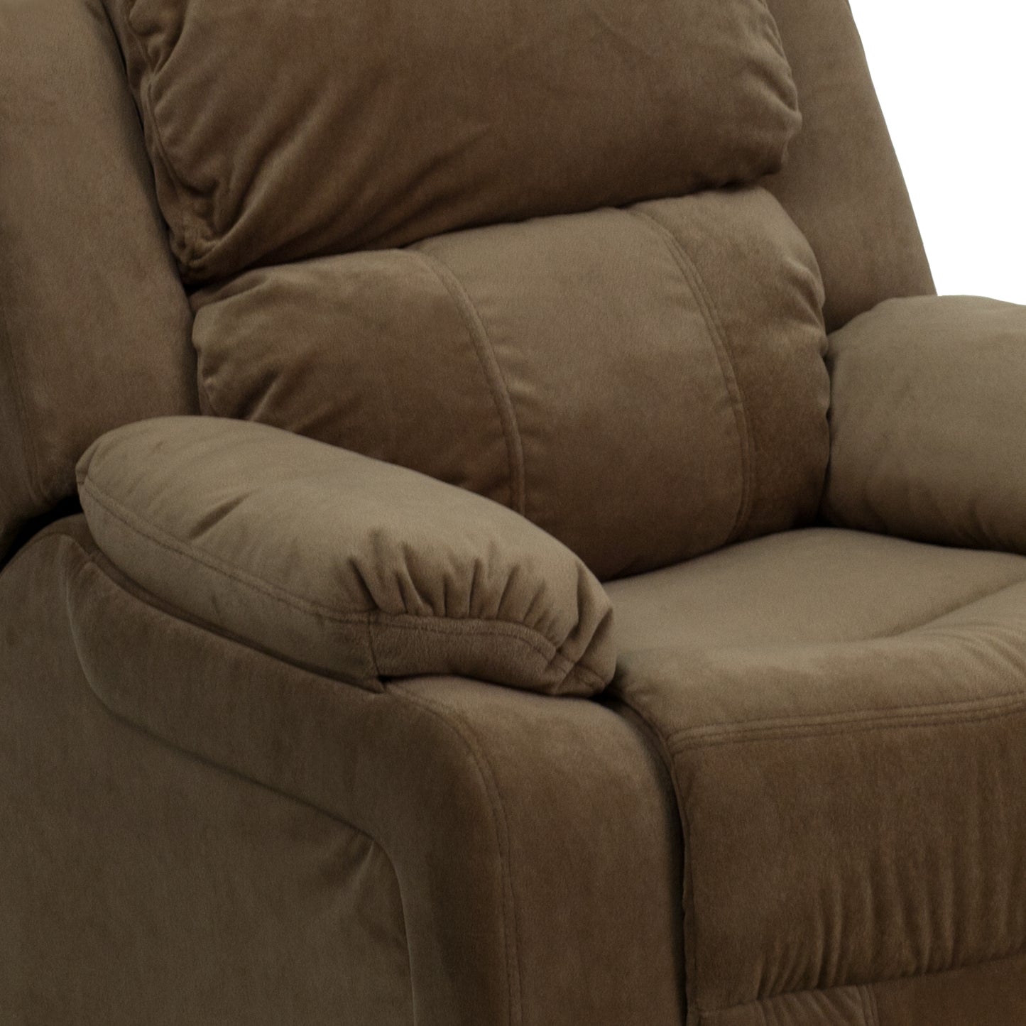 Charlie Deluxe Padded Contemporary Brown Microfiber Kids Recliner with Storage Arms Brown Microfiber