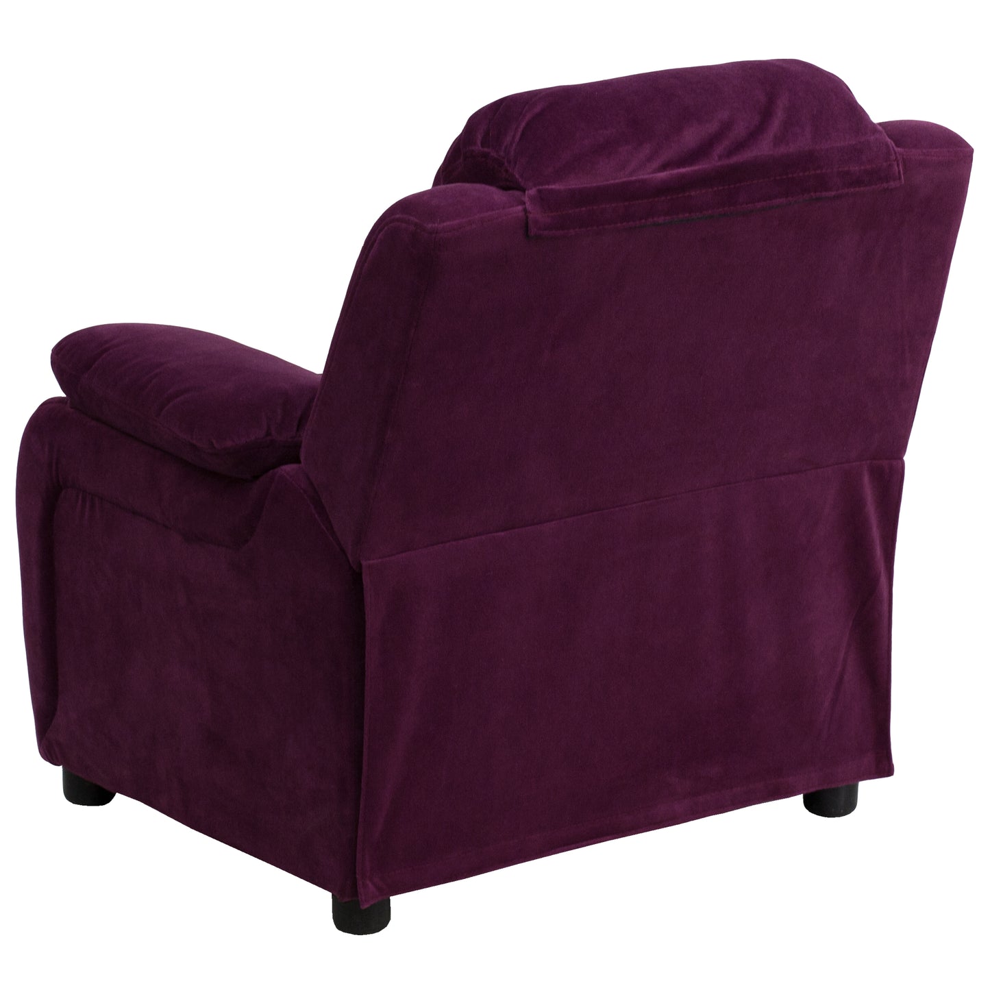 Charlie Deluxe Padded Contemporary Purple Microfiber Kids Recliner with Storage Arms Purple Microfiber