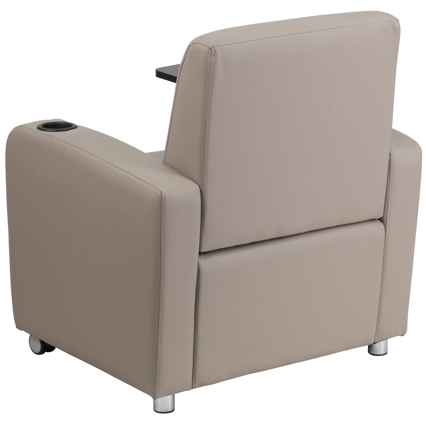 George Gray LeatherSoft Guest Chair with Tablet Arm, Front Wheel Casters and Cup Holder Gray