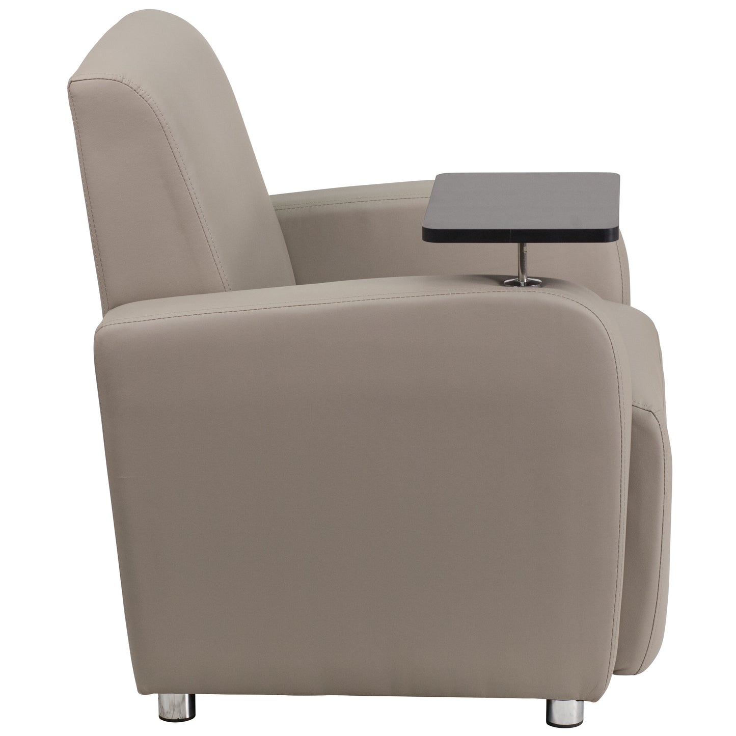 George Gray LeatherSoft Guest Chair with Tablet Arm, Chrome Legs and Cup Holder Gray