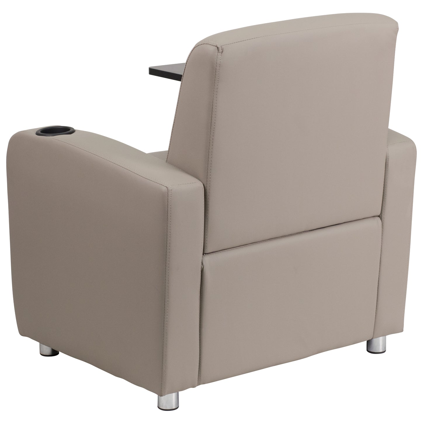 George Gray LeatherSoft Guest Chair with Tablet Arm, Chrome Legs and Cup Holder Gray