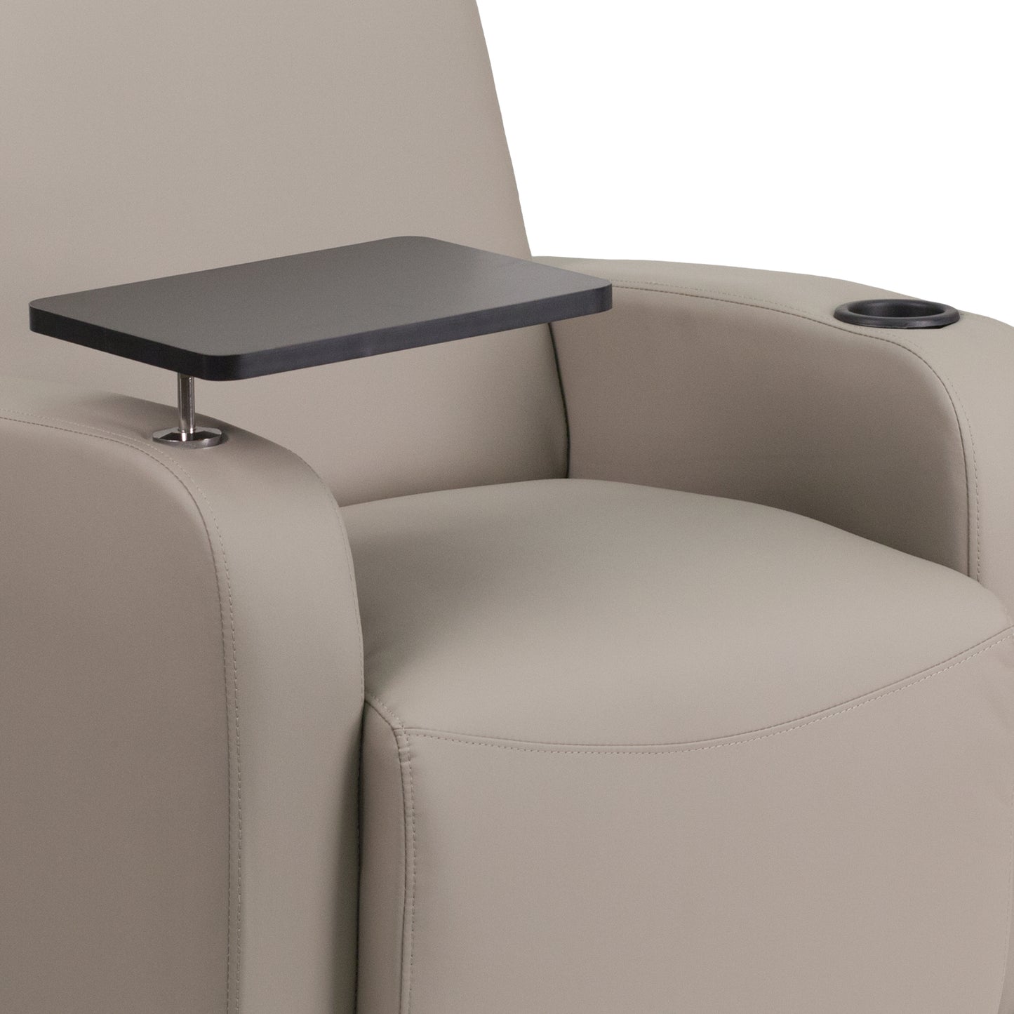George Gray LeatherSoft Guest Chair with Tablet Arm, Chrome Legs and Cup Holder Gray