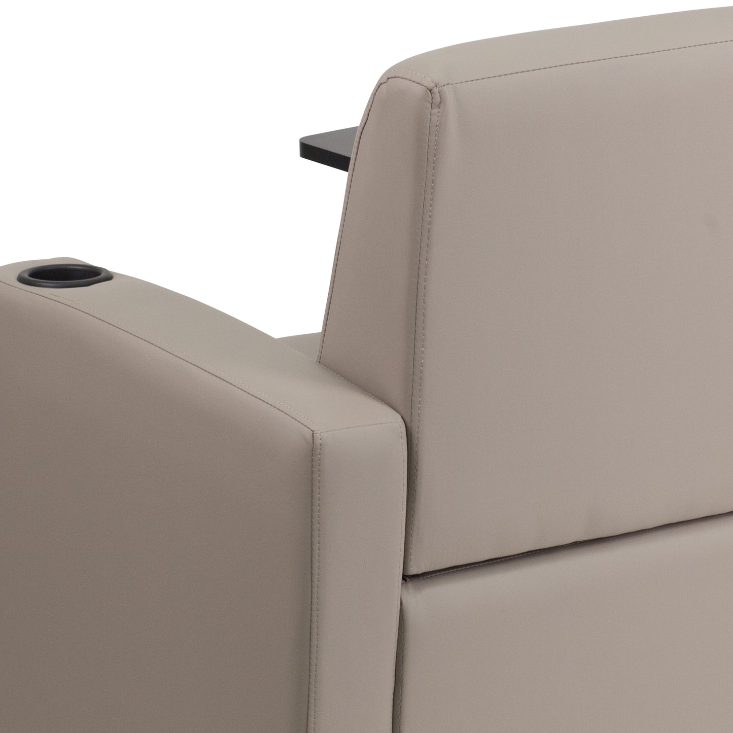 George Gray LeatherSoft Guest Chair with Tablet Arm, Chrome Legs and Cup Holder Gray