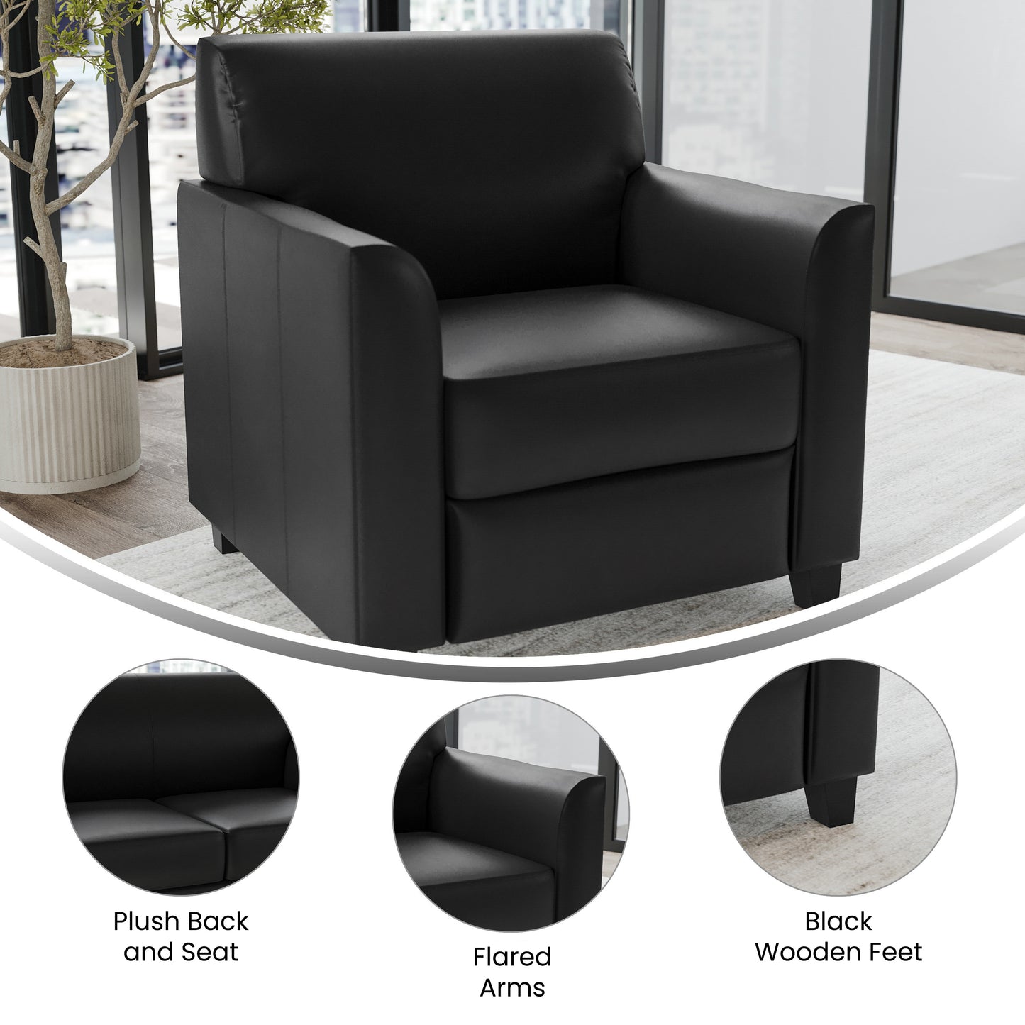 HERCULES Diplomat Series Black LeatherSoft Chair Black