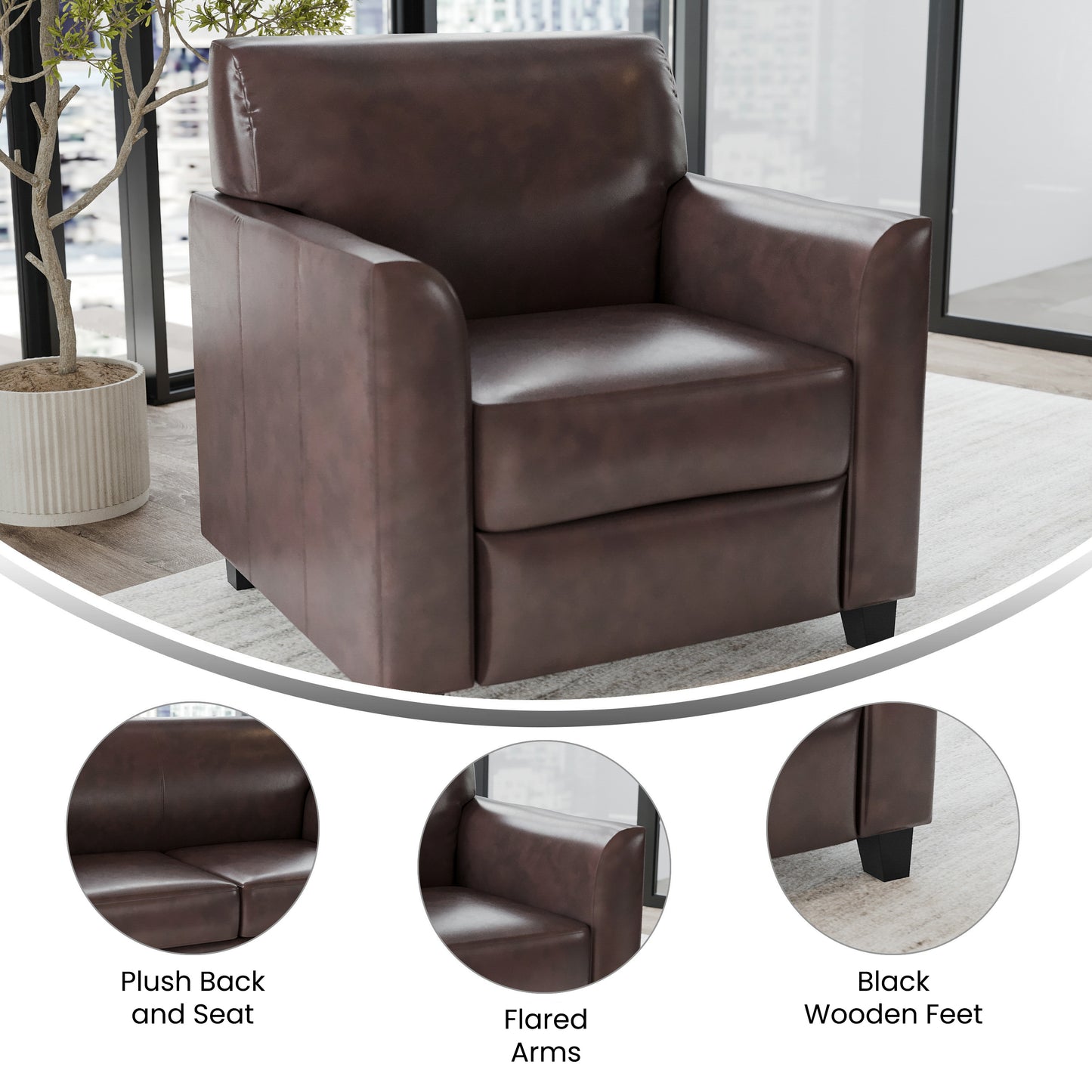 HERCULES Diplomat Series Brown LeatherSoft Chair Brown BT-827-1-BN-GG