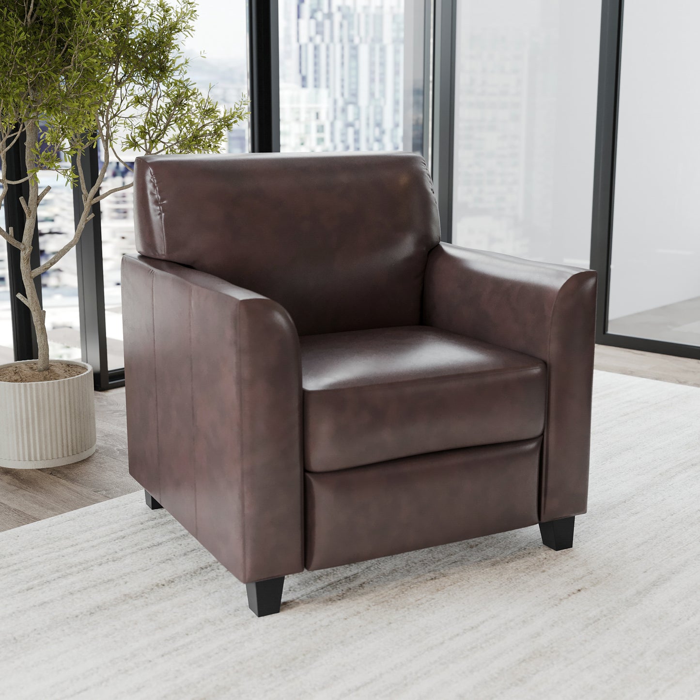 HERCULES Diplomat Series Brown LeatherSoft Chair Brown BT-827-1-BN-GG