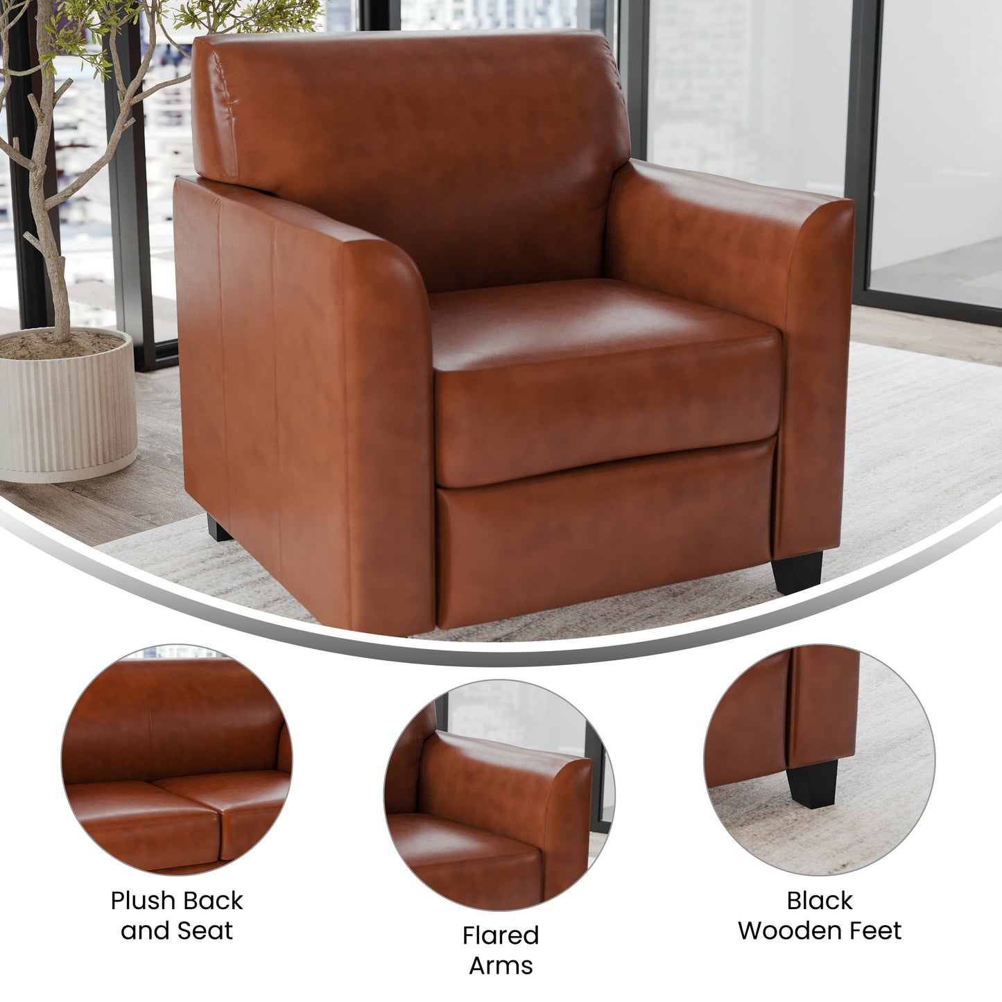 HERCULES Diplomat Series Cognac LeatherSoft Chair Cognac