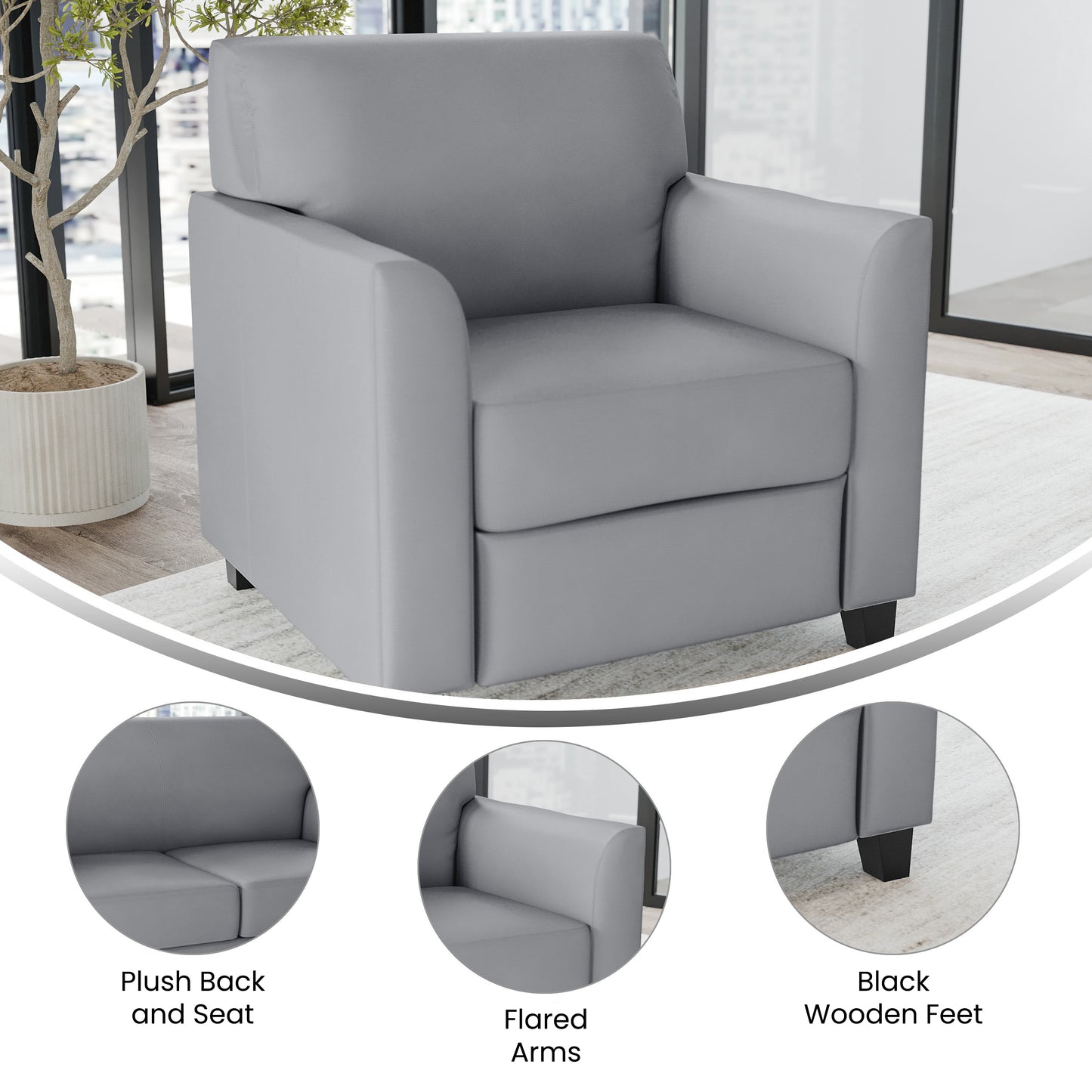 HERCULES Diplomat Series Gray LeatherSoft Chair Gray
