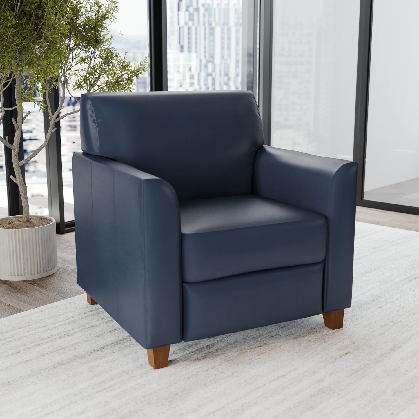 HERCULES Diplomat Series Navy LeatherSoft Chair Navy BT-827-1-NVY-GG