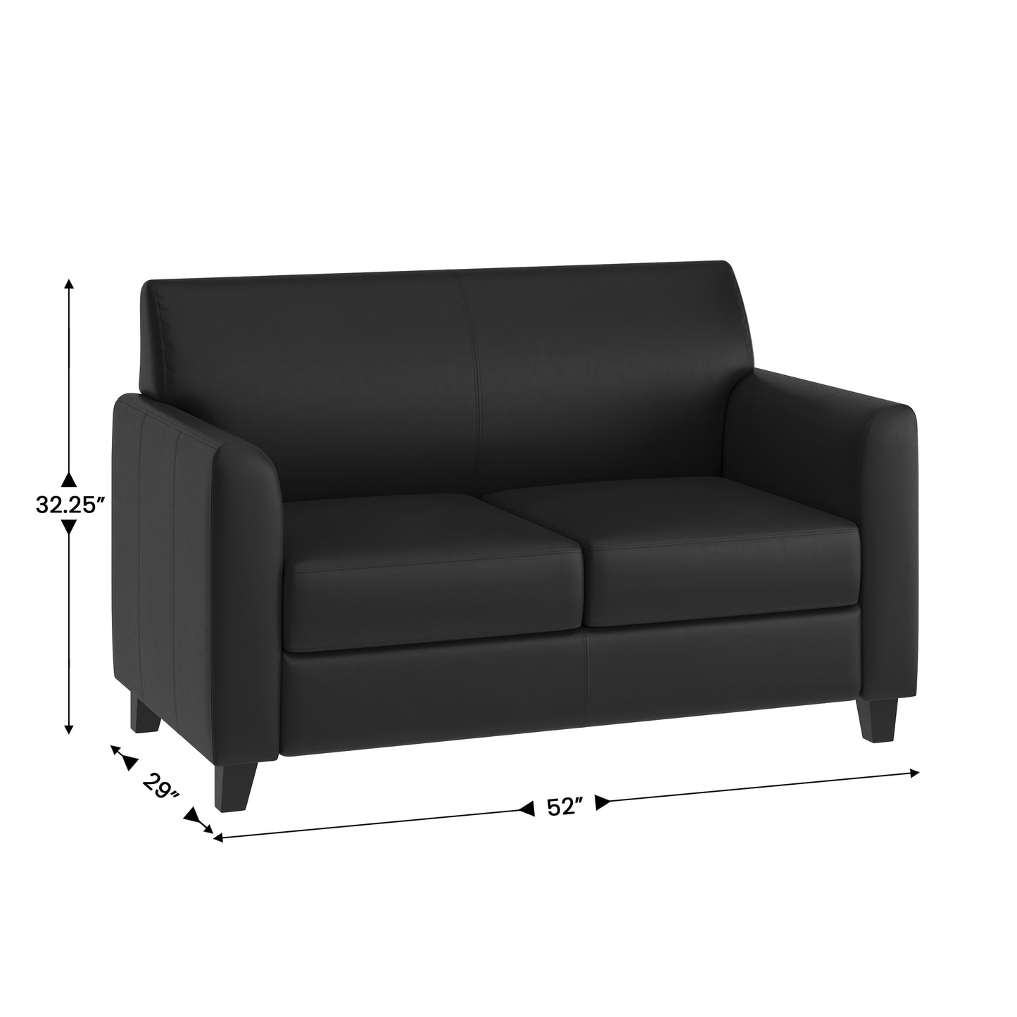 HERCULES Diplomat Series Black LeatherSoft Loveseat Black