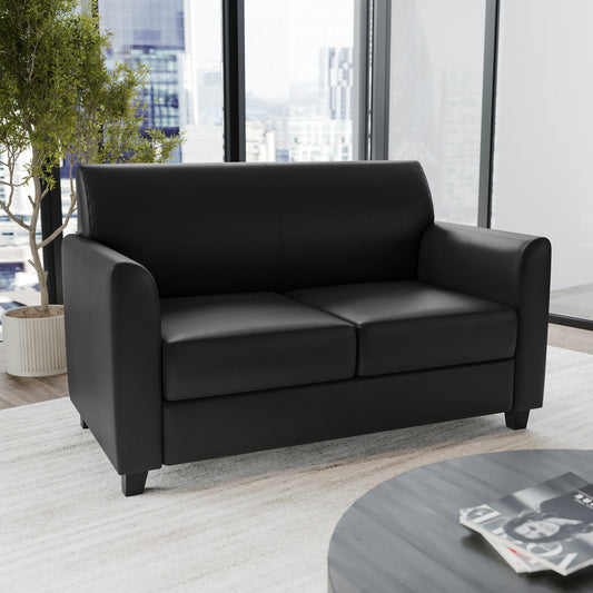 HERCULES Diplomat Series Black LeatherSoft Loveseat Black