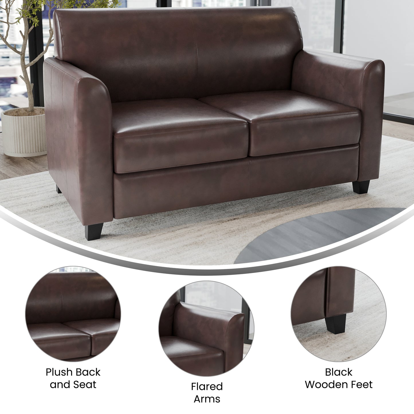 HERCULES Diplomat Series Brown LeatherSoft Loveseat Brown