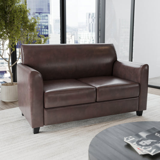 HERCULES Diplomat Series Brown LeatherSoft Loveseat Brown