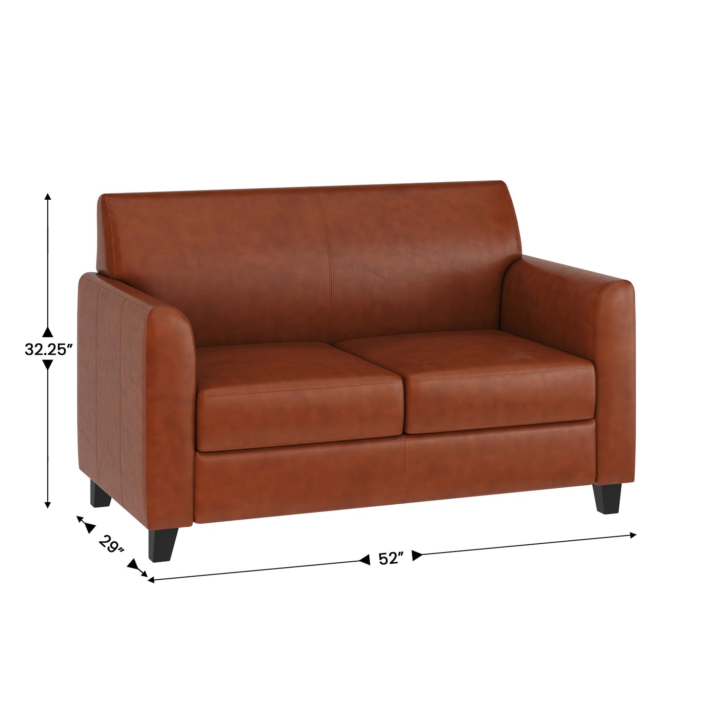 HERCULES Diplomat Series Cognac LeatherSoft Loveseat Cognac
