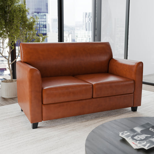 HERCULES Diplomat Series Cognac LeatherSoft Loveseat Cognac