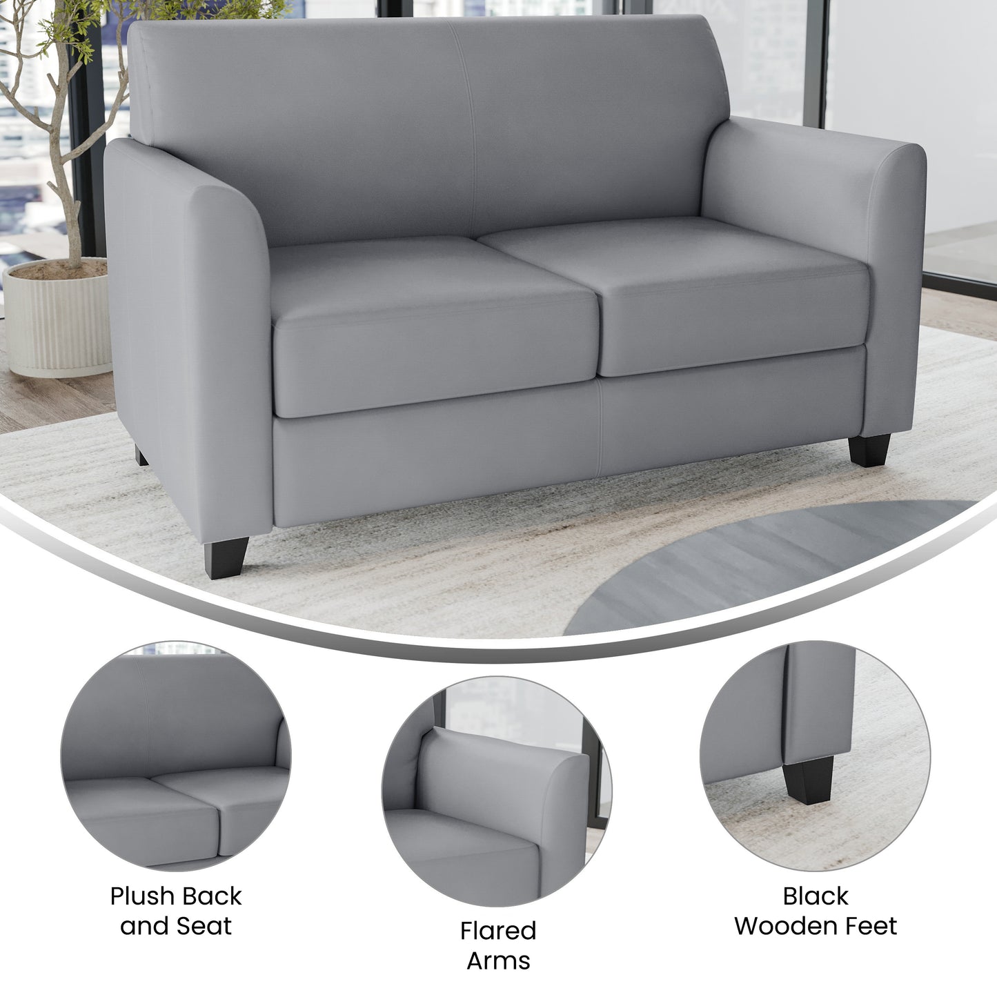 HERCULES Diplomat Series Gray LeatherSoft Loveseat Gray