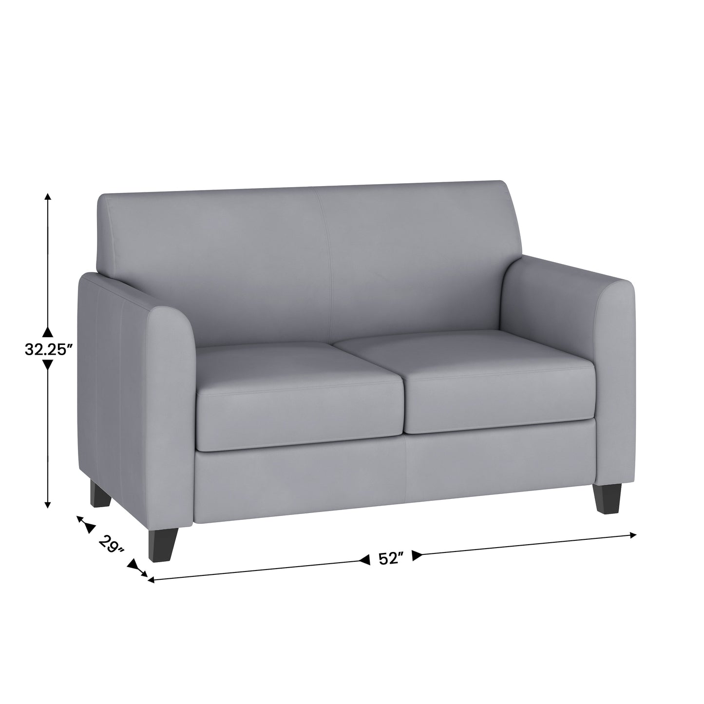 HERCULES Diplomat Series Gray LeatherSoft Loveseat Gray