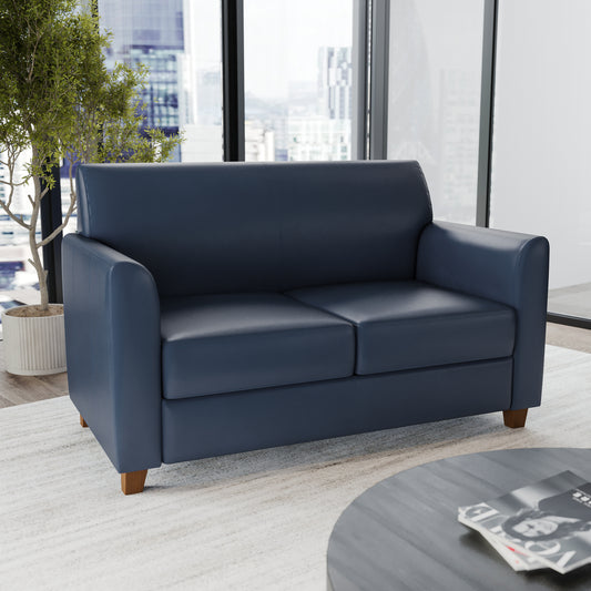 HERCULES Diplomat Series Navy LeatherSoft Loveseat Navy