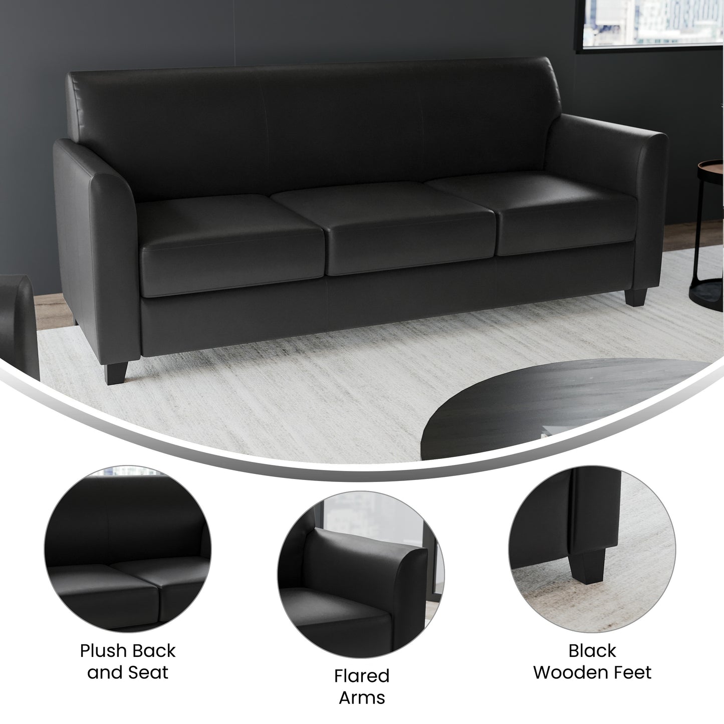 HERCULES Diplomat Series Black LeatherSoft Sofa Black