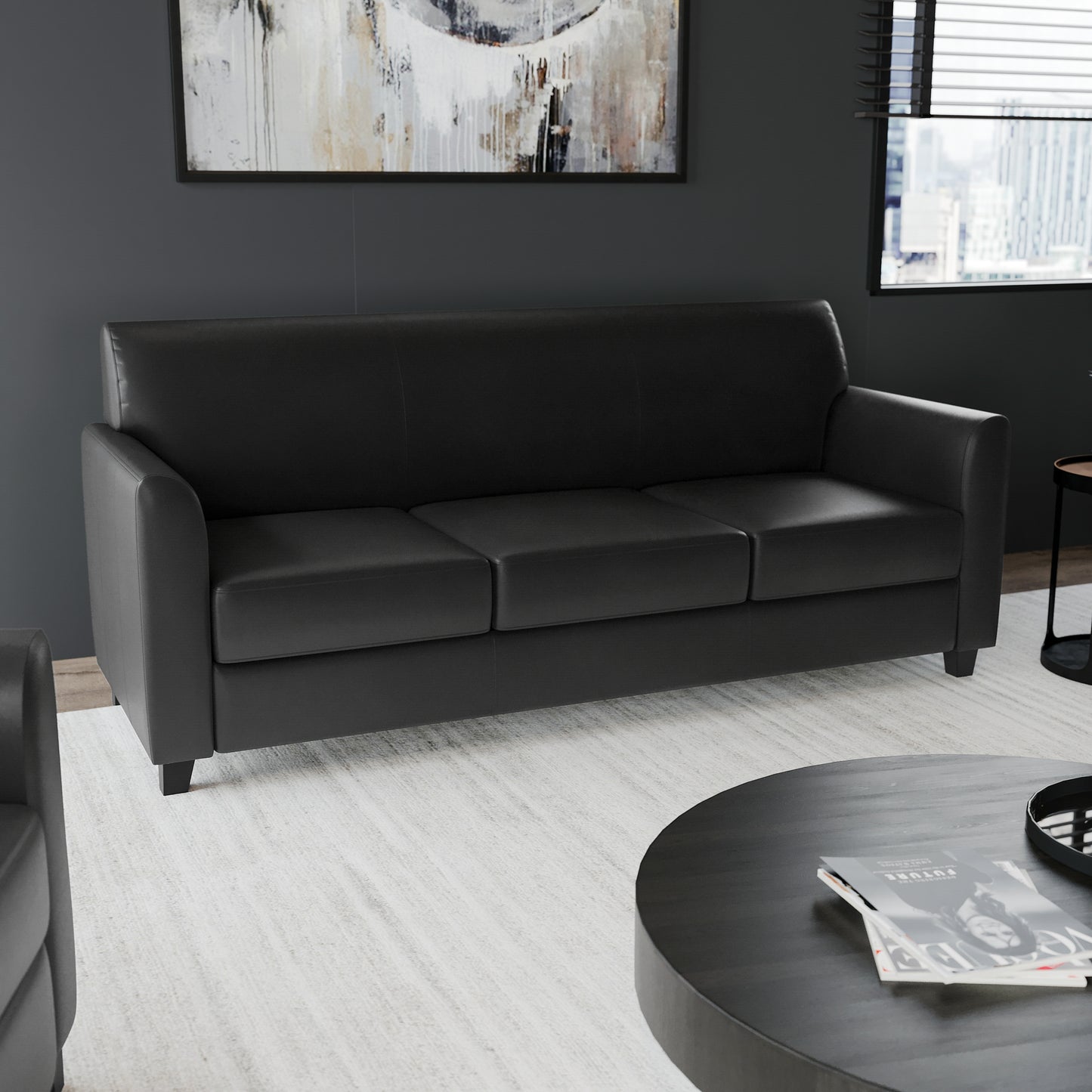 HERCULES Diplomat Series Black LeatherSoft Sofa Black