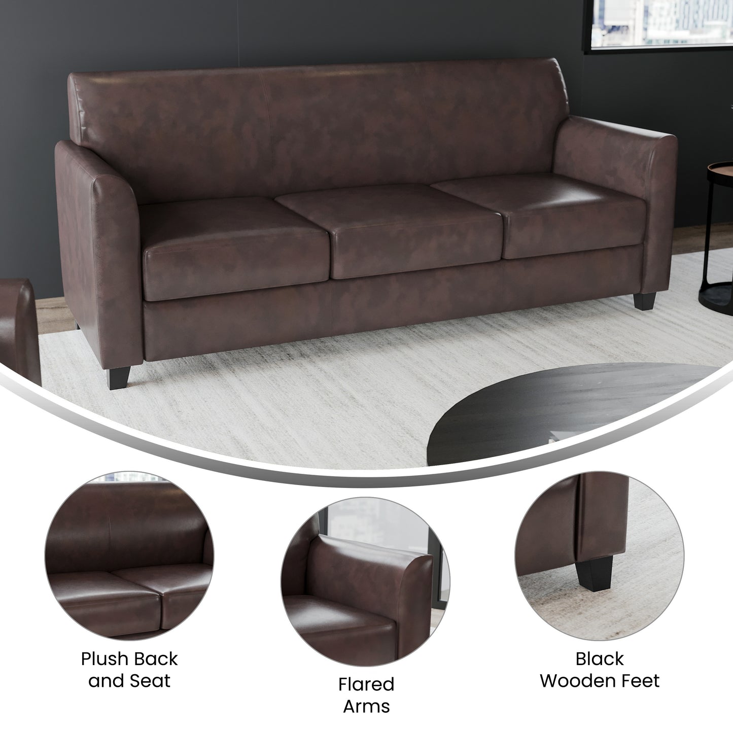 HERCULES Diplomat Series Brown LeatherSoft Sofa Brown