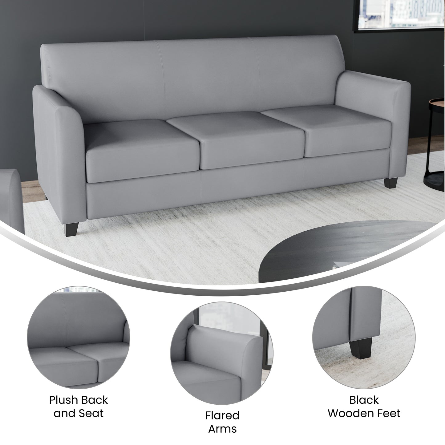 HERCULES Diplomat Series Gray LeatherSoft Sofa Gray