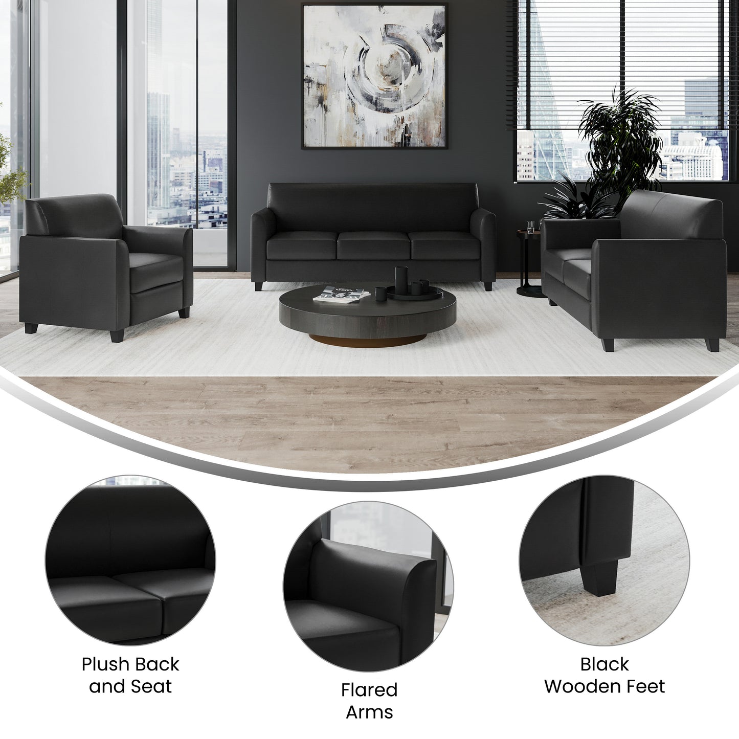 HERCULES Diplomat Series Reception Set in Black LeatherSoft Black