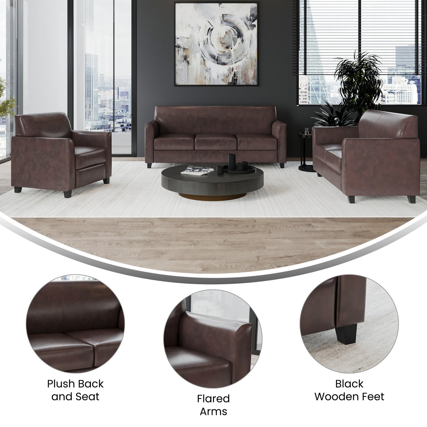HERCULES Diplomat Series Reception Set in Brown LeatherSoft Brown
