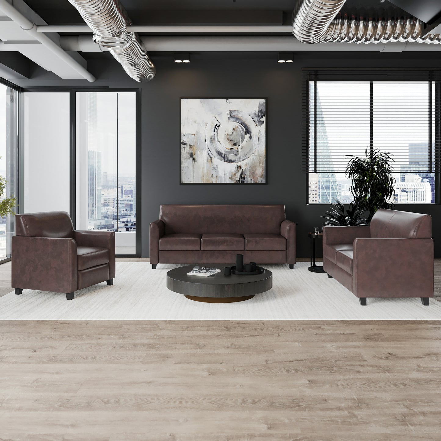 HERCULES Diplomat Series Reception Set in Brown LeatherSoft Brown