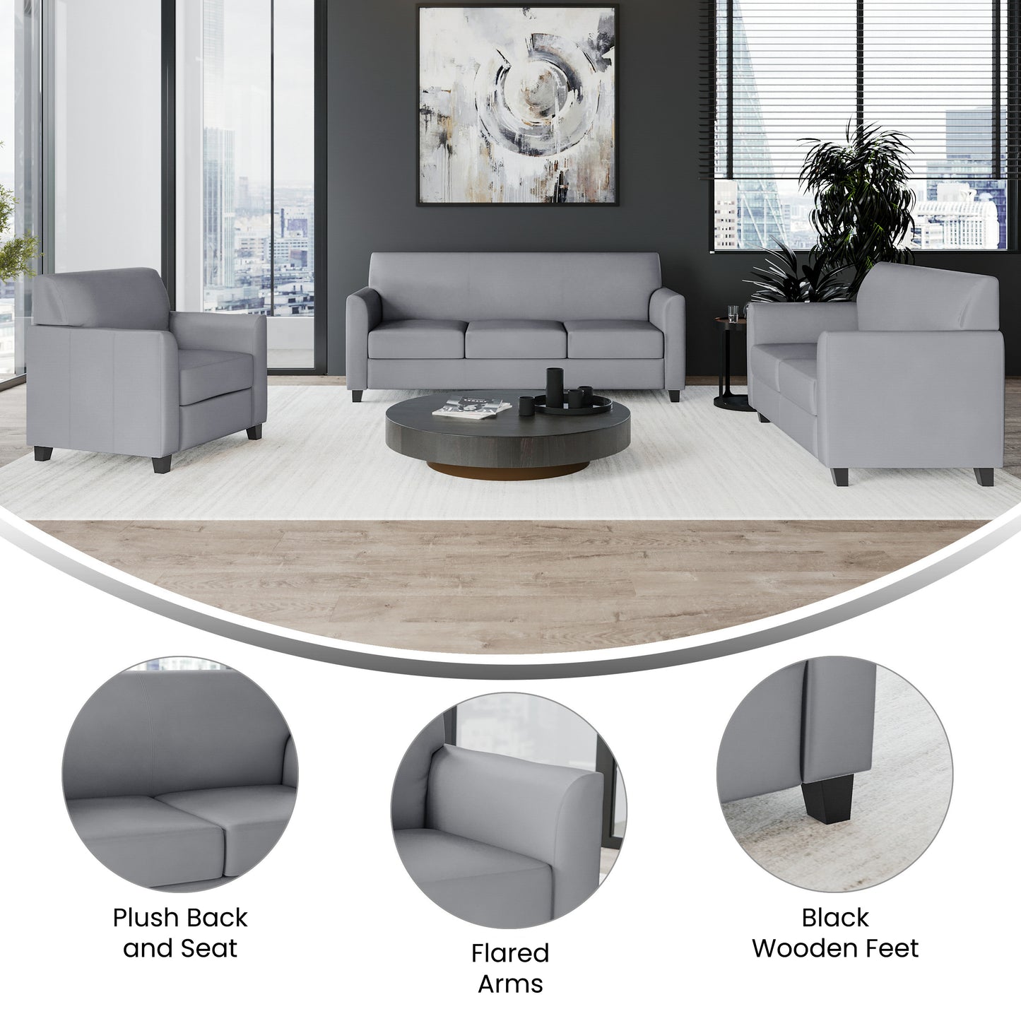HERCULES Diplomat Series Reception Set in Gray LeatherSoft Gray