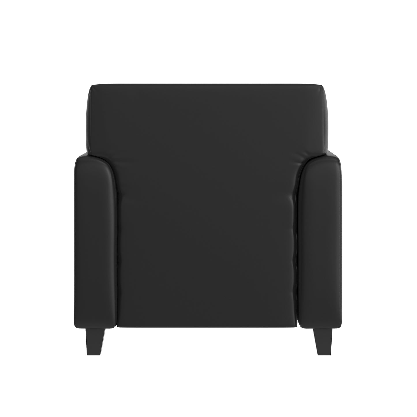 Agent Black LeatherSoft Reception Chair with Right Side Charging Bank, Includes 2 Outlets, 2USB Ports, 1 USB-C Port, Solid Wood Legs Black