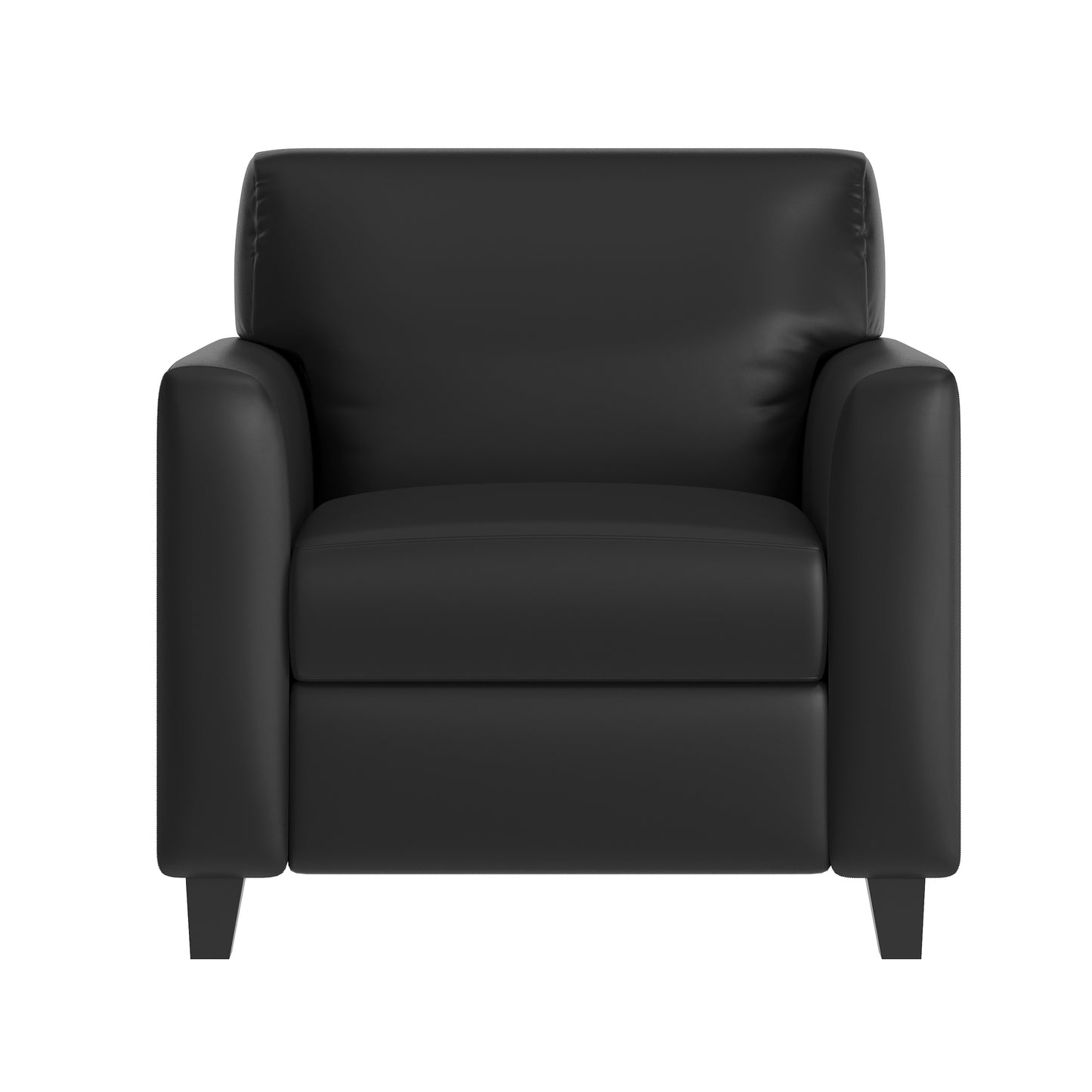 Agent Black LeatherSoft Reception Chair with Right Side Charging Bank, Includes 2 Outlets, 2USB Ports, 1 USB-C Port, Solid Wood Legs Black