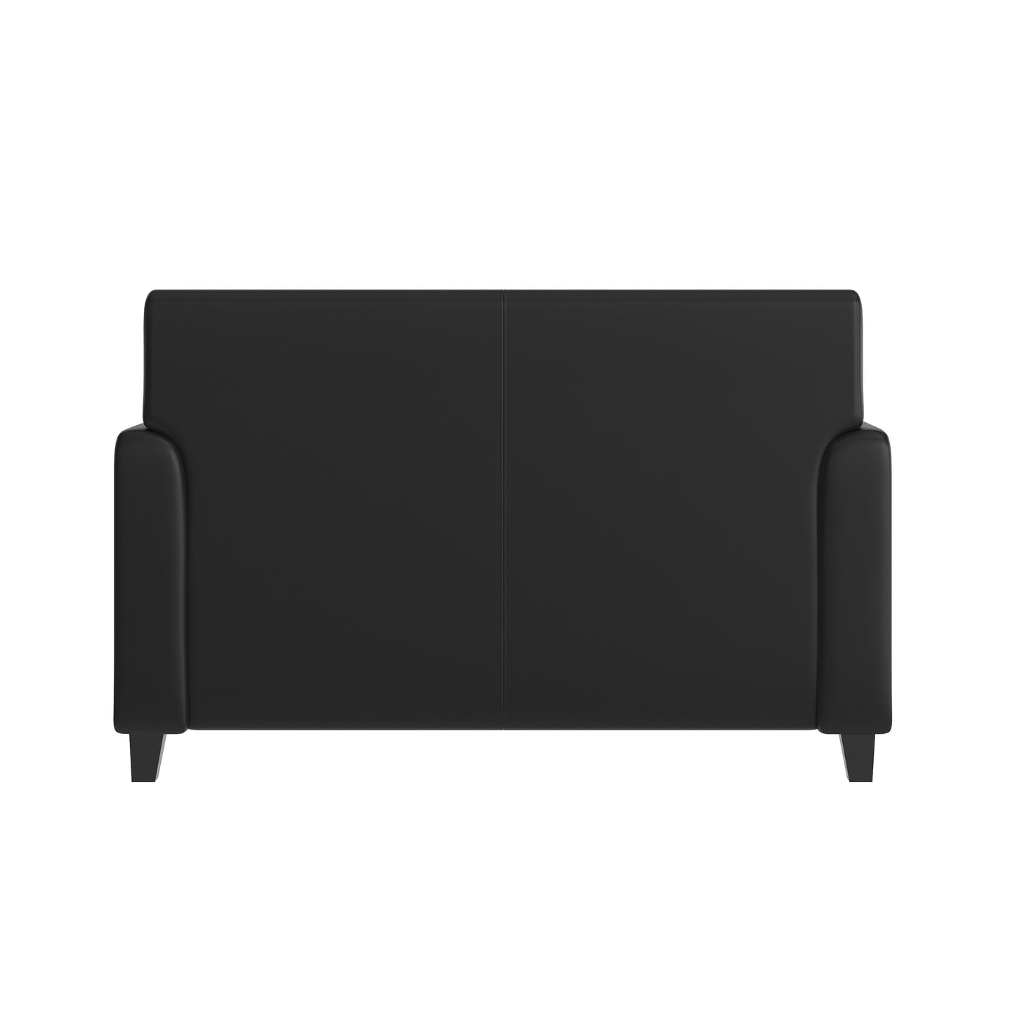 Agent Black LeatherSoft Reception Loveseat with Right Side Charging Bank, Includes 2 Outlets, 2USB Ports, 1 USB-C Port, Solid Wood Legs Black