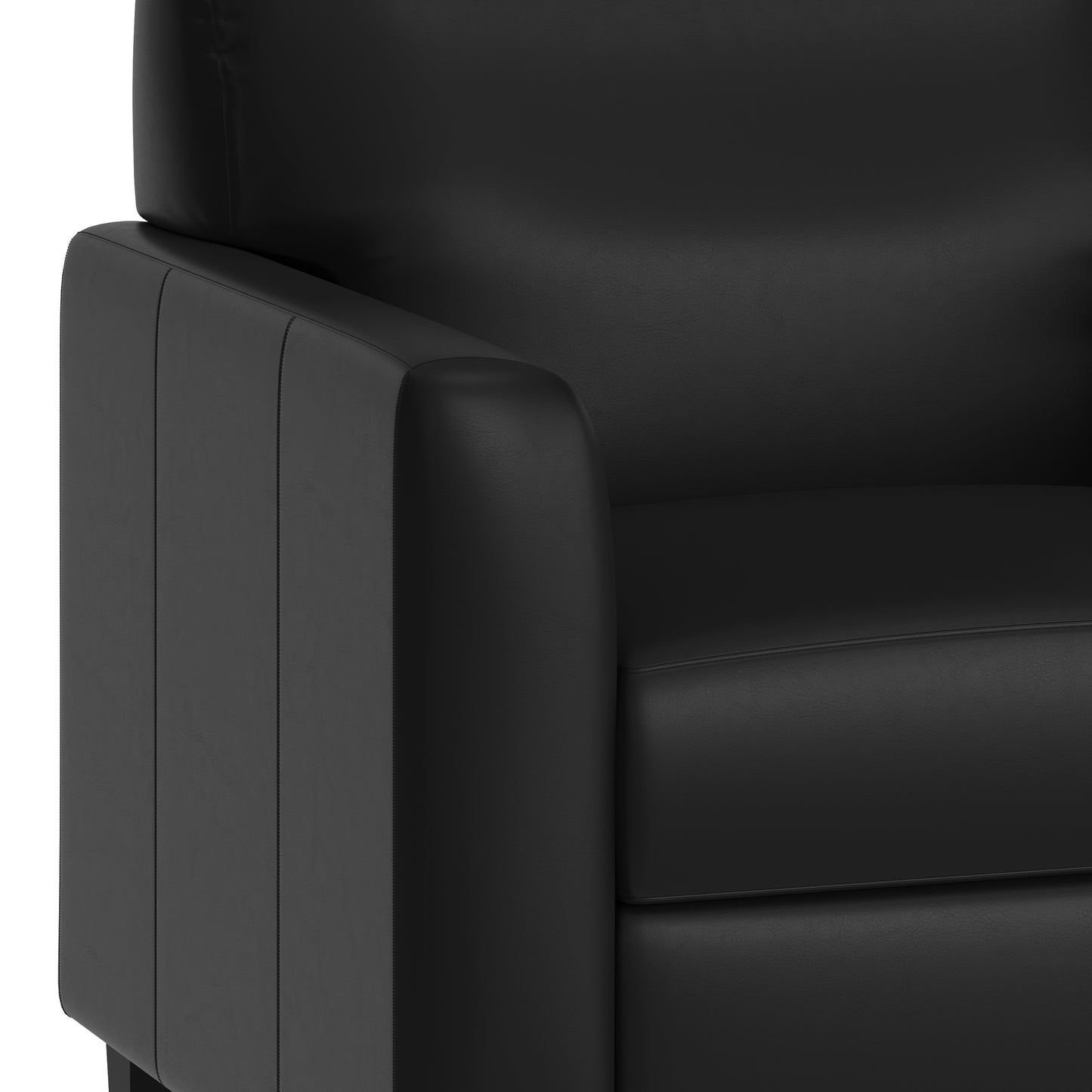 Agent Black LeatherSoft Reception Loveseat with Right Side Charging Bank, Includes 2 Outlets, 2USB Ports, 1 USB-C Port, Solid Wood Legs Black